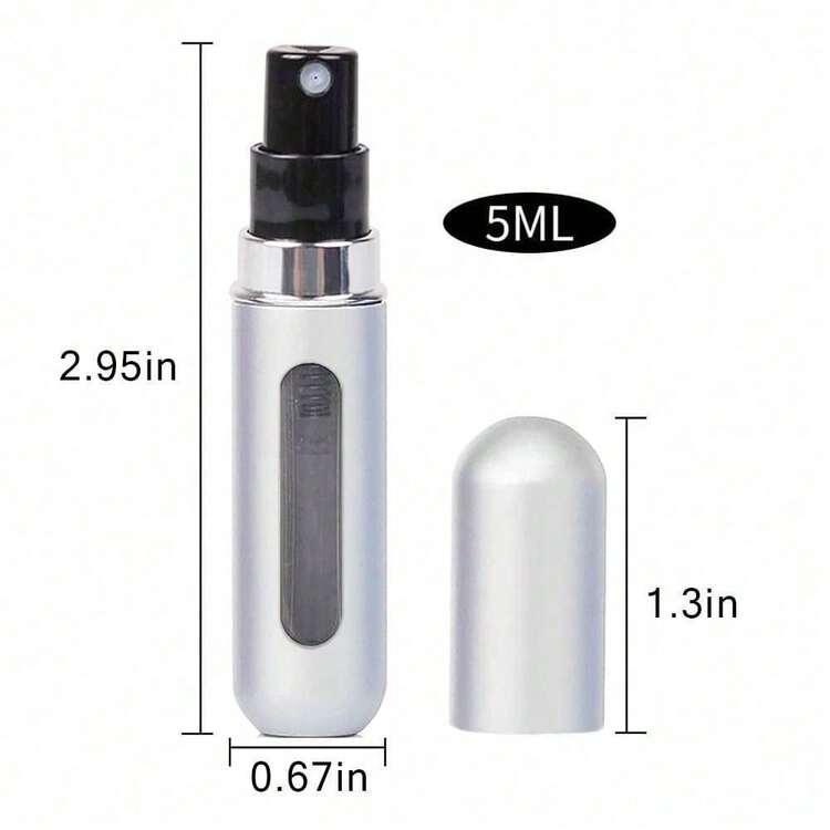 Atomizador de perfume recargable de 5ml - Envase portátil para rociar fragancias para viajes, regalos y uso en el hogar - Color rosa brillante - Multicolor - Añade 6