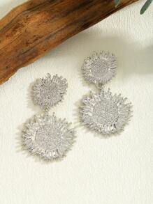 1 对独特的波西米亚大向日葵吊坠耳环，油滴金属双花耳环，向日葵吊坠耳环，花卉耳环，复古夏季珠宝礼物