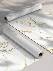1 件奢华白色背景大理石图案自粘壁纸适用于电视墙、客厅、卧室、现代简约风格 3D 立体墙面装饰自粘家居墙面装饰、装修贴纸可撕墙板、墙纸、壁纸墙贴房间装饰 - 白金 - 查看 4