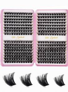 384片DIY假睫毛，仿貂毛材质 - 高级D卷翘蓬松自然款，适合DIY睫毛嫁接 - 可重复使用，轻盈易戴，是初学者、旅行、日常佩戴、婚礼、约会、派对、节日等场合的理想之选，也是圣诞节/万圣节/送礼佳品。 - D - 查看 4