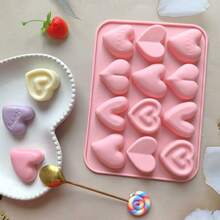 12 件不对称心形硅胶模具，适用于树脂、蜡烛、肥皂、蜡熔体和 DIY 工艺品，易于脱模可重复使用 - 彩色 - 查看 6