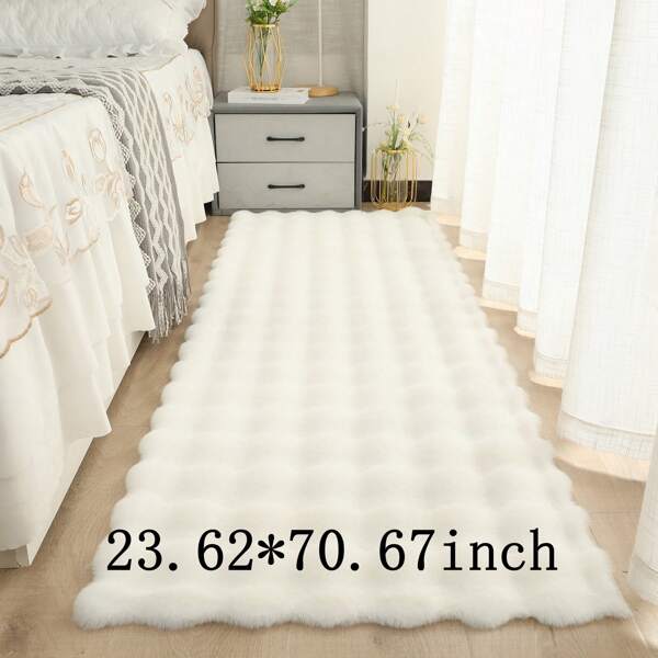 1 stuk superzachte pluchen onderlegger, antislip, wasbaar, 60 cm x 179 cm, textuur crèmekleurig ontwerp, geschikt voor knusse ruimtes, comfortabele woonaccessoires, pluchen nachtkastje, antislip achterkant, woonkamertapijt