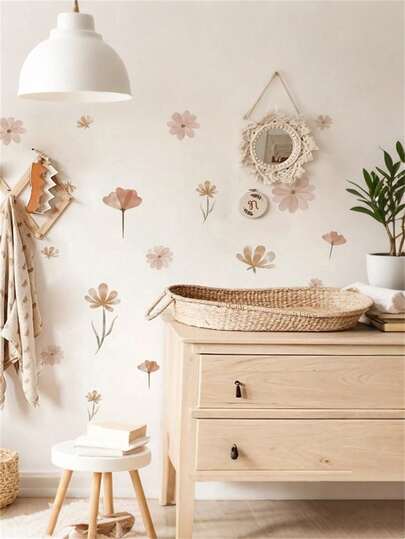 1 件波西米亚花卉墙贴 - 易于粘贴，半哑光贴花，可立即清新房间，适用于家居装饰、生日派对、节日等。