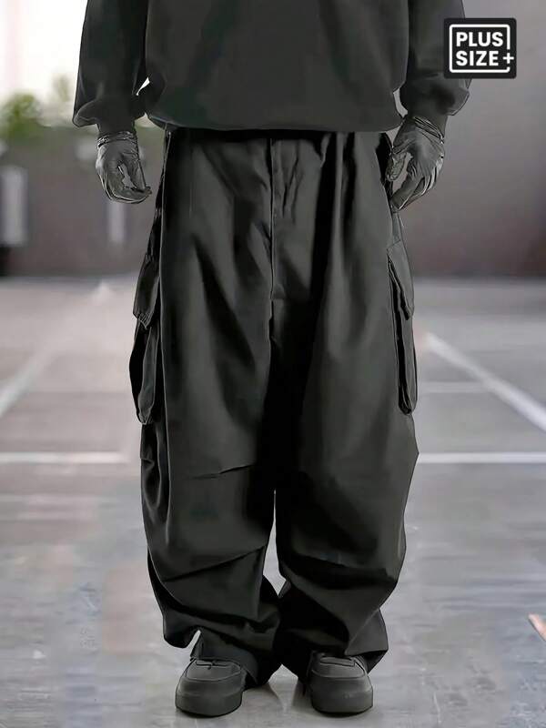 Men's Plus Size Cargo Pants Autumn Winter Fashion Outdoor Cavalry Pants Casual Cargo Pants Large Pocket Straight Leg Sweatpants
