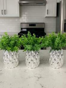 Silver Decorative Pots Kit With Succulents - 3pcs. - Bạc - Xem 2