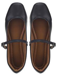 Women's Doll Shoes With Buckle Closure And Flat Heel Women's Basic Mary Janes Style Flats - 黑色 - 查看 4