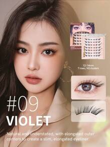 MLEN DIARY MLEN DAIRY Self Adhesive Lash Clusters, 12-14mm C Curl Natural 42Pcs Pre-Glued Cluster Lashes, No Glue Reusable Manhwa Lashes, Press On Self Stick Cluster Lashes Individual Lashes Self Application At Homelash Clusters,Eyelash Clusters,Individual Eyelashes,Lashes,Fake Lashes - C - View 2
