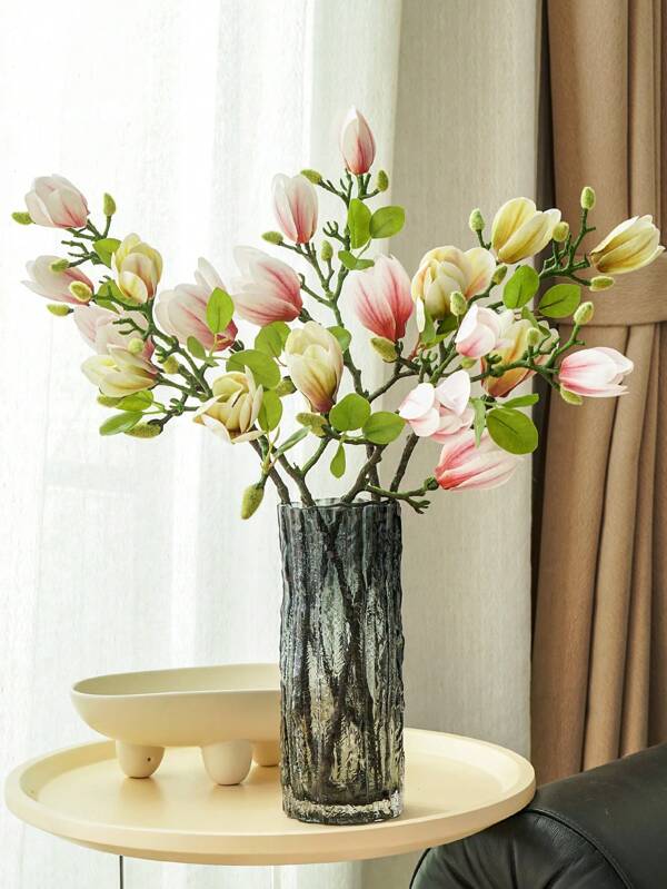 2PCS, Luxury Silk Magnolia Set - 2025 New Realistic Soft Touch Faux Plants Realistic Petals And Leaves,Orative Living Room Entrance Tabletop Decor For Home, Office And Wedding Decor