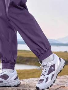 CAMEL CROWN Pantalones deportivos casuales para mujer, pantalones deportivos largos y sueltos impermeables con cordón y tirantes - Uva dulce morada - Ver 2