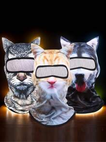 1/2 件 3D 动物印花面罩，男女通用巴拉克拉法帽滑雪面罩，适合户外、徒步旅行、登山、滑雪、沙滩派对和日常使用