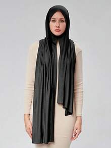 1 chiếc khăn trùm đầu Khimar một bước dành cho nữ Hồi giáo – Khăn trùm đầu kín đáo, không cần ghim, chất liệu jersey co giãn nhẹ, thích hợp cho cầu nguyện, du lịch, công sở và mặc hàng ngày. - màu đen - Xem 4