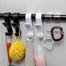 4pcs Black & White Mixed Minimalist Radiator Hooks, No-Drill Hanging Storage Rack, Bathroom Towel Rack Radiator Clip Hooks, Bath Ball & Hand Towel Hanging Hooks, Home Bathroom Storage Hooks, Radiator Hooks, Radiator Storage Rack, Clip-On Hooks, Bath Ball Rack - Multicolor - View 5