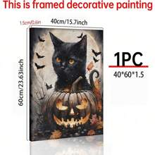 1 pièce, Chat noir d'Halloween - Art mural, Esthétique décorative sombre, Cabine sombre, Imprimé gothique sur le lac, 1 set de 1, Affiches sur canevas, Murs en canevas décorés comme cadeaux d'anniversaire et de remise des diplômes pour la maison, le salon, la chambre, la cuisine et la salle de bain.
