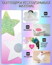 Women Nipple Stickers - Disposable Adhesive Breast Petals  Boob Pads Sticky Bra - 15 Pairs (Halloween, Holidays, Parties, Music Festivals)