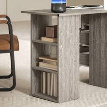 HOMCOM 120cm Computer Desk, Writing Table, PC Workstation With 3 Storage Shelves And Drawers - Grey - View 9