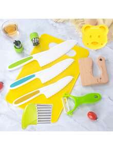 8/27件套儿童厨房烹饪工具套装，蔬菜切割玩具，适合幼儿、儿童，模拟家庭游戏玩具，适合儿童切割蔬菜、蛋糕、水果（部分配件颜色和形状随机） - 彩色 - 查看 5