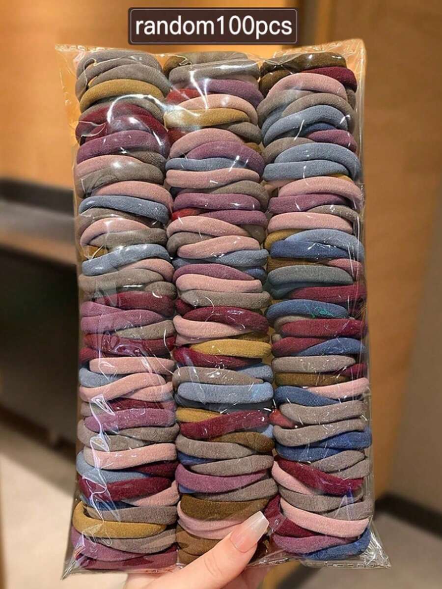 100 chiếc/50 chiếc/1 bộ Dây buộc tóc Morandi đơn giản, co giãn cao, không gây hư tổn cho tóc dành cho nữ, màu đen, xanh dương, đỏ, kaki, hồng, dây buộc tóc liền mạch co giãn cao - Màu ngẫu nhiên, phụ kiện tóc thời trang, thanh lịch, tối giản, phù hợp cho các hoạt động hàng ngày, phù hợp cho tóc đuôi ngựa và tóc tết, phù hợp cho sử dụng hàng ngày và ngoài trời, phụ kiện tóc bốn mùa, dây buộc tóc, kẹp tóc đuôi ngựa, dây chun buộc tóc, dây buộc tóc bằng cao su, dây buộc tóc, dây chun buộc tóc, trang điểm làm đẹp, phụ kiện đội đầu cho trang phục thể thao phòng tập thể dục. - Nhiều màu - Xem 1