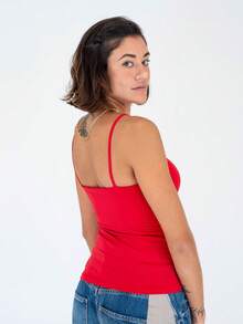 Thin Strap Tank Top In Polyamide Blouse With Lining Suplex Blouse - Red - View 2