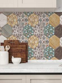 SUPSTICKER 1 卷地中海风格加厚防水厨房和浴室后挡板装饰自粘墙纸，3 种尺寸可选：11.81 * 47.24、11.81 * 94.49、11.81 * 141.73 英寸、贴纸、墙贴花、乙烯基贴花用于家居装饰、春季装饰品让您的家焕然一新、拉玛装饰贴纸礼物生日毕业厨房装饰