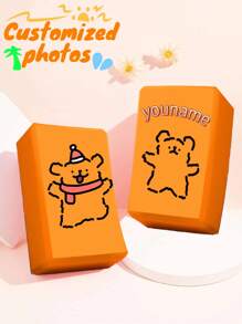 定制瑜伽砖，图片名称可定制。瑜伽砖表面柔软防滑，采用优质泡沫块，轻盈支撑，除臭，可用于普拉提冥想。