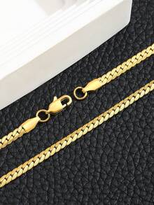 1pc Punk Style Minimalist Gold Chain Necklace, Unisex Street Fashion Jewelry, Daily Accessory, Back To School Boys Accessory