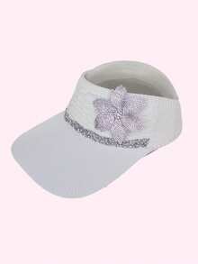 女士休闲棒球帽，亮片拼接，防紫外线，装饰性水钻蝴蝶，四季皆宜