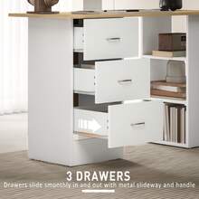 HOMCOM 120cm Computer Desk, Writing Table, PC Workstation With 3 Storage Shelves And Drawers - white yellow - View 6