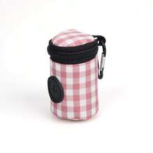 Supet 1pc Outdoor Dog Walking Poop Bag Holder, Fashionable Plaid Pet Waste Bag, Durable Polyester Material Dispenser Bag, Pet Excrement Bag, Ideal Outdoor Tool For Pet Owners