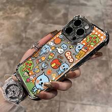 Diseño de bebida estilo anime lindo, esta funda de teléfono con patrón de cuadros adecuada para 16, 15, 14, 13, 12, 11 Pro, X, XR, XS, 8, Plus.Procesamiento de placa eléctrica, transparente, cubierta trasera suave.17   17promax - Plateado - Ver 5