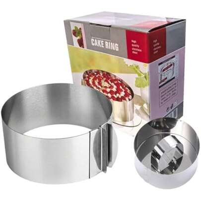 Cake Mold-Cake Ring-Adjustable Round Stainless Steel 6 To 12 Inch Cake Mold - Stainless Steel 3 Inch Dessert Mousse Molds Withcake Baking Supplies(2-Piece Set)
