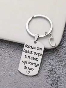 1pc Spanish Carved Casual Style Stainless Steel Keychain, Romantic Valentine's Day Gift For Husband Or Boyfriend - YSK-404 - View 3