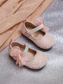 Infant Fashion Shoes, Baby Spring/Summer Toddler Shoes, Shiny Bowknot Princess Shoes For Girls, Suitable For Party, Formal Wear, Vacation