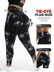 TNTOR Mallas deportivas de yoga con efecto teñido anudado para mujer de talla grande 751D, Mallas de fitness de cintura alta que levantan las caderas para mujer de talla grande, Mallas elásticas de secado rápido para mujer de cintura alta para deportes, Pantalones negros de yoga de cintura alta con efecto de control del abdomen, Pantalones cortos de ciclismo de cintura alta adecuados para ejercicio y deportes que levantan las caderas y mejoran el Body, Shorts cómodos adecuados para entusiastas del fitness