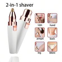2-In-1 Electric Shaver & Painless Hair Removal Device, Rechargeable With Built-In LED Light, Eyebrow Trimmer & Facial Hair Remover, For Women - White - View 13