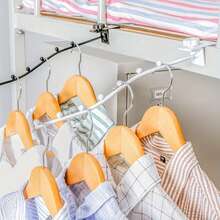 Gancho ajustable para ropa de dormitorio con cuentas, gancho para ropa con brazo oscilante, colgador montado en la pared, ahorro de espacio, almacenamiento en el hogar de hierro - Blanco - Ver 7