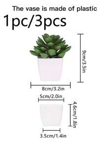 1pc/3pcs Artificial Mini Succulent Echeveria Desk Planter, Home Living Room Office Tabletop Decor, Mother's Day Wedding Party Centerpiece - Green - View 3