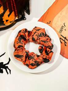 3 件套时尚印花发圈，南瓜、骷髅、布卷发饰，适合女性、百搭发型、马尾辫夹、发圈、发绳 - 彩色 - 查看 11