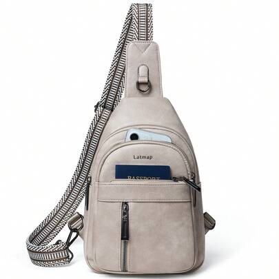 LATMAP New Women's Chest Bag, Fashionable Waterproof Shoulder Crossbody Bag, Large Capacity, With Shoulder Strap, Ideal For Sports, Fitness, Leisure Outing, Can Carry Cell Phone And Change,Vacation Essentials&Back-To-School Essentials