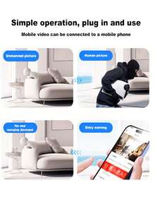1pc Mini WiFi Security Surveillance Camera, Real-Time Monitoring, USB Powered Indoor Monitoring Video Recording, Features Night Vision, Motion Detection, HD Remote Monitoring, Suitable For Home Pet Monitoring, Vehicle Monitoring, Smart Home Security Monitoring, Baby Monitoring And More - Black - View 6
