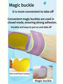 1 Pair Summer New Kids' Aqua Shoes, Stripe Print Breathable Mesh Quick-Drying, Boys Beach Swimming Shoes, Low-Top Hook And Loop Rubber Sole Anti-Slip Outdoor Cycling Shoes, Lightweight Indoor Yoga, Skipping, Running Trainers - Black - View 7