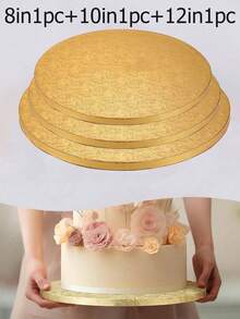 1/2/3/4/5/6pcs White/Gold Round Cake Boards, 8/10/12 Inch, Thick Cardboard, Sturdy Cake Bases, Perfect For DIY Baking Of Cakes And Pastries, Home Kitchen Baking Accessories, Suitable For Holidays, Parties, Birthdays, Weddings, Valentine's Day, Back To School, Easter, Mother's Day - Gold - View 25