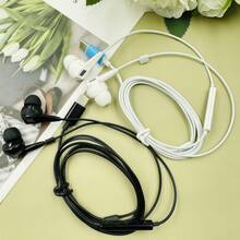 Black/White 2-Color New Type-C Wired Headphones, Side Microphone With Adjustable Volume, Built-In Microphone, Smart Fully Compatible Version Of In-Ear Wired Headphones, High-Definition Calls, Music Playback, Suitable For Student Gift Headphones, Running Sports Gift Headphones, Compatible With IPhone/Xiao Mi/Honor/Oppo/Vivo/Sam Sung/HUA WEI And Other Android Smart Phones And MP3/MP4/IPod/Computer, Etc.