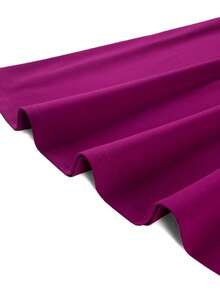 Plus Size Women Elegant Cut Out Mock Neck With Chiffon Tulle Lantern Long Sleeve Buckle A-Line Dresses With Wedding,Dinner Party - Purple - View 5