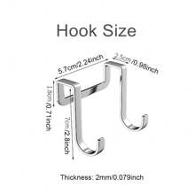 10 件不锈钢多用途窄橱柜/抽屉挂钩，适用于厨房、浴室、衣柜 - 銀色 - 查看 7