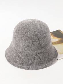 LEAJOURNO. 1pc Knitted Bucket Hat, Small Head Circumference, Flattering Bucket Hat For Women, Autumn/Winter Winter Outfits - Grey - View 3
