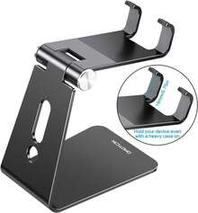 Soporte ajustable para teléfono celular, soporte de escritorio de aluminio C2 compatible con 15 14 13 Xs XR 8 Plus 6,, Pixel, teléfonos Android, negro - Morado - Ver 10