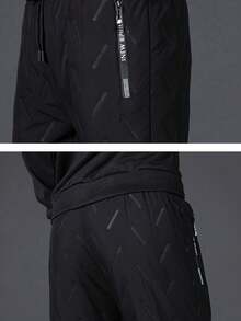 Men's Outdoor Thermal Lined Pants, Thick Warm Trousers For Winter Black Sports - Black - View 4