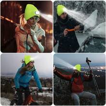 3Light Modes Knitted Hat With LED Light USB Charging Style Breathable Soft And Highly Stretchable Suitable For Cold And Windproof Nights In Autumn And Winter Same Style For Men And Women For Fishing Skiing And Running(200MAH)