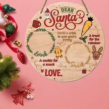 1pc 2D Flat Santa Claus & Reindeer Vintage Style Wooden Decoration Plaque - Holiday Decor & Party Essential