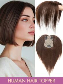 7x11厘米女士真人发夹式侧刘海直发接发片，优雅款式，多种颜色可选，增加稀疏头发的蓬松度和长度，夹式固定，逼真头皮效果